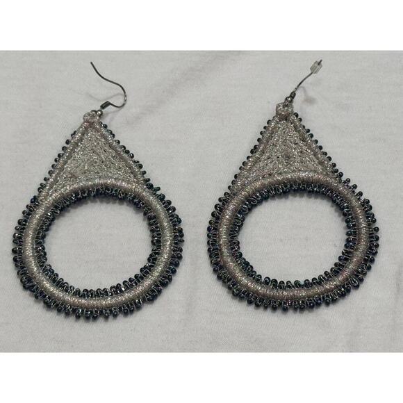Lori Weitzner Luna Statement Earrings Midnight Drop Circular Artisan Boho - Picture 6 of 8